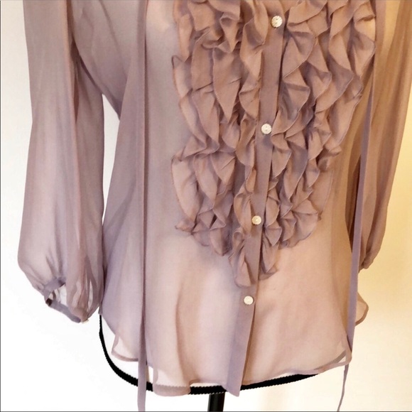 Gap shear silk lavender ruffled button down top - Picture 8 of 8